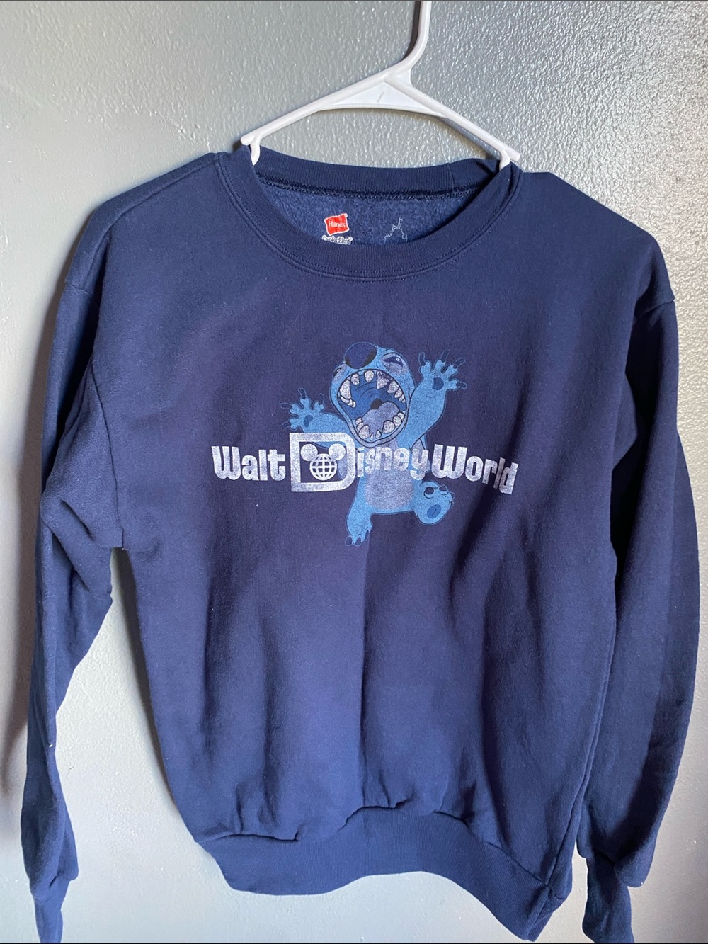 Disney Navy Crewneck Sweatshirt with Blue Stitch Graphic